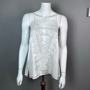 CAMI NYC Camisole Large white lace strappy boho romantic feminine silk